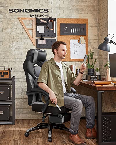 SONGMICS OBG77BG : Fauteuil Gamer Ergonomique avec Repose-Pieds et Support Lombaire