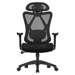 SONGMICS OBN063B01 : Chaise de Bureau Ergonomique Noir avec Support Lombaire Ajustable