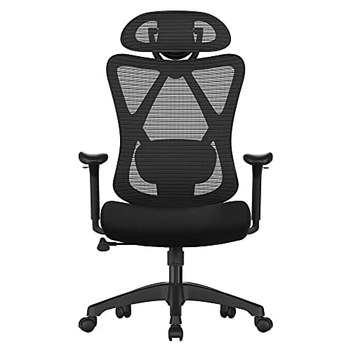SONGMICS OBN063B01 : Chaise de Bureau Ergonomique Noir avec Support Lombaire Ajustable