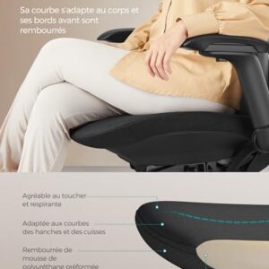 SONGMICS OBN065B01 : Chaise de Bureau Ergonomique Réglable Noir 150 kg