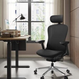 SONGMICS OBN065B01 : Chaise de Bureau Ergonomique Réglable Noir 150 kg