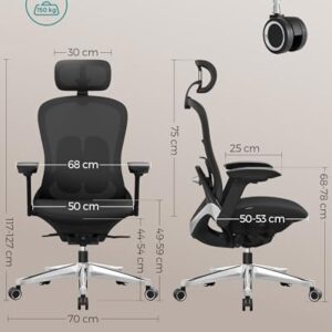 SONGMICS OBN065B01 : Chaise de Bureau Ergonomique Réglable Noir 150 kg