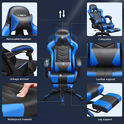SONGMICS RCG026B01 Fauteuil Gamer Ergonomique avec Repose-Pieds et Dossier Réglable