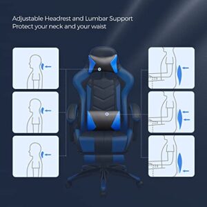 SONGMICS RCG026B01 Fauteuil Gamer Ergonomique avec Repose-Pieds et Dossier Réglable