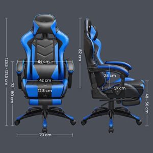 SONGMICS RCG026B01 Fauteuil Gamer Ergonomique avec Repose-Pieds et Dossier Réglable