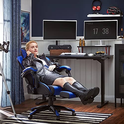 SONGMICS RCG026B01 Fauteuil Gamer Ergonomique avec Repose-Pieds et Dossier Réglable