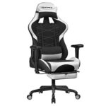 SONGMICS RCG52BW : Fauteuil Gamer Ergonomique avec Repose-Pieds et Coussin Lombaire