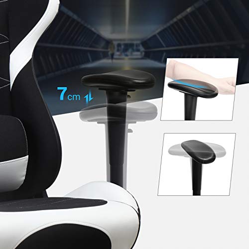 SONGMICS RCG52BW : Fauteuil Gamer Ergonomique avec Repose-Pieds et Coussin Lombaire