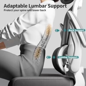 TRALT Chaise Ergonomique de Bureau Mesh Réglable avec Roues – Gris Clair