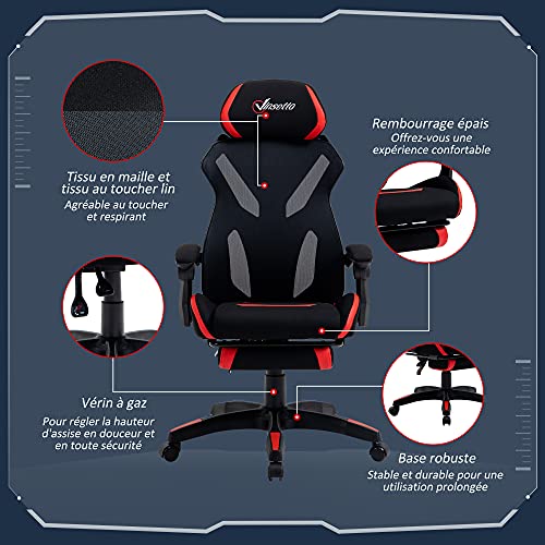 Vinsetto Fauteuil de Bureau Ergonomique avec Repose-Pieds et Support Lombaire