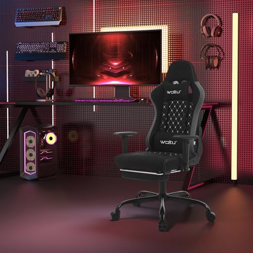 WOLTU GS09szg : Chaise Gaming Massante Ergonomique Noir avec Repose-Pieds