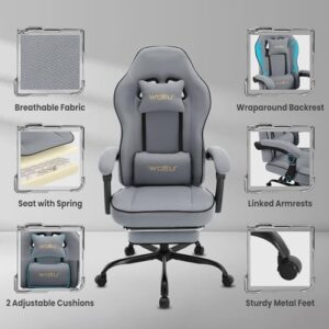 WOLTU GS11gr : Chaise Gaming Ergonomique avec Repose-Pieds et Support Lombaire