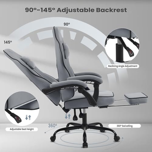 WOLTU GS11gr : Chaise Gaming Ergonomique avec Repose-Pieds et Support Lombaire