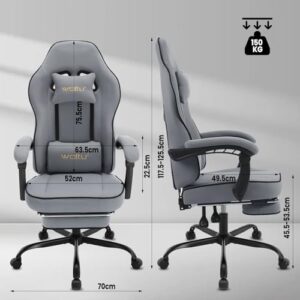 WOLTU GS11gr : Chaise Gaming Ergonomique avec Repose-Pieds et Support Lombaire