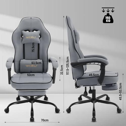 WOLTU GS11gr : Chaise Gaming Ergonomique avec Repose-Pieds et Support Lombaire