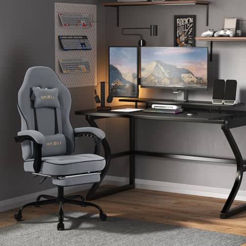 WOLTU GS11gr : Chaise Gaming Ergonomique avec Repose-Pieds et Support Lombaire