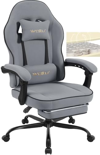 WOLTU GS11gr : Chaise Gaming Ergonomique avec Repose-Pieds et Support Lombaire