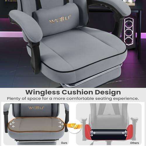 WOLTU GS11gr : Chaise Gaming Ergonomique avec Repose-Pieds et Support Lombaire