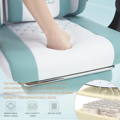 WOLTU GS15bws : Chaise Gaming Massante Ergonomique avec Repose-Pieds et Support Lombaire