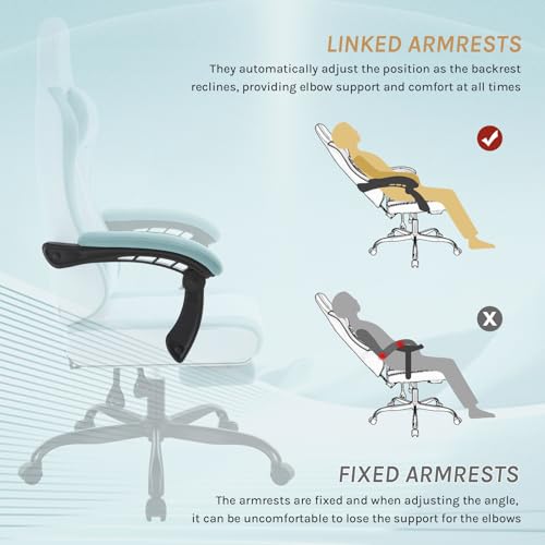 WOLTU GS15bws : Chaise Gaming Massante Ergonomique avec Repose-Pieds et Support Lombaire