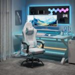 WOLTU GS15bws : Chaise Gaming Massante Ergonomique avec Repose-Pieds et Support Lombaire