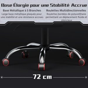 Yaheetech Chaise Gaming Massante Ergonomique Noir Rouge avec Repose-Pied