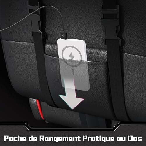 Yaheetech Chaise Gaming Massante Réglable Hauteur avec Accoudoirs Noir Rouge 136kg