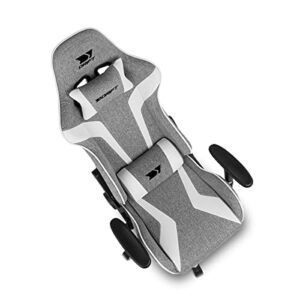 Chaise de jeu professionnelle DRIFT DR90GW – Tissu, accoudoirs 2D, gris/blanc