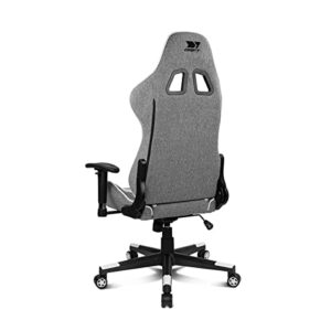 Chaise de jeu professionnelle DRIFT DR90GW – Tissu, accoudoirs 2D, gris/blanc