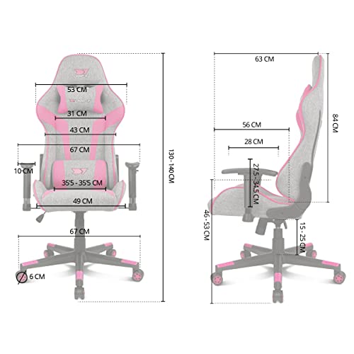 Chaise de jeu professionnelle DRIFT DR90GW – Tissu, accoudoirs 2D, gris/blanc