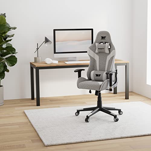 Chaise de jeu professionnelle DRIFT DR90GW – Tissu, accoudoirs 2D, gris/blanc