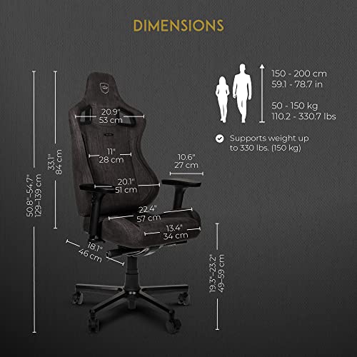 noblechairs Epic TX – Chaise de Gamer Confortable en Tissu Respirant Anthracite