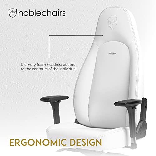 noblechairs Icon White Edition : Chaise Gaming Ergonomique 150kg avec Coussin Inclus