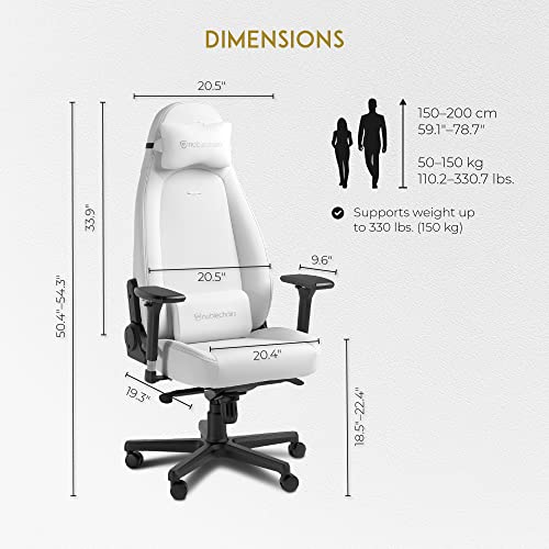 noblechairs Icon White Edition : Chaise Gaming Ergonomique 150kg avec Coussin Inclus