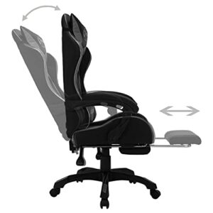 Chaise de gaming ergonomique Homgoday avec lumières LED RVB gris/noir