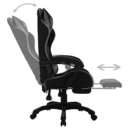 Chaise de gaming ergonomique Homgoday avec lumières LED RVB gris/noir