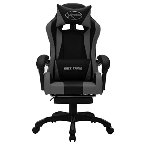 Chaise de gaming ergonomique Homgoday avec lumières LED RVB gris/noir