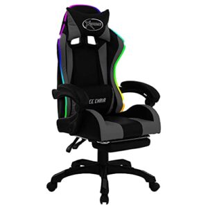 Chaise de gaming ergonomique Homgoday avec lumières LED RVB gris/noir