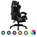 Chaise de gaming ergonomique Homgoday avec lumières LED RVB gris/noir