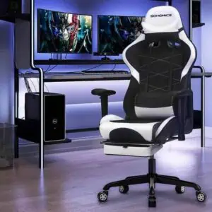 fauteuil repose pieds noir blanc songmics rcg52bw